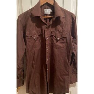 Vintage H Bar C CA Ranchwear Men’s Shirt Brown Western Pearl Snap 15.5/33